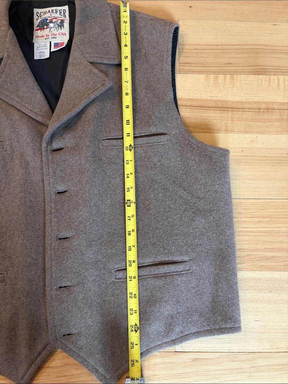 Schaefer Outfitter Men's 2XL Wool Western Vest Made In USA Style 805